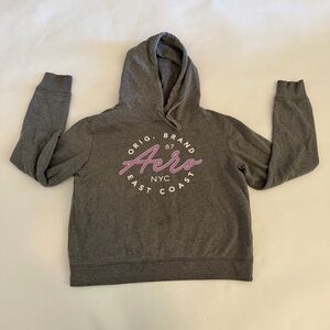 Gray Aero NYC Hoodie with Pink Logo